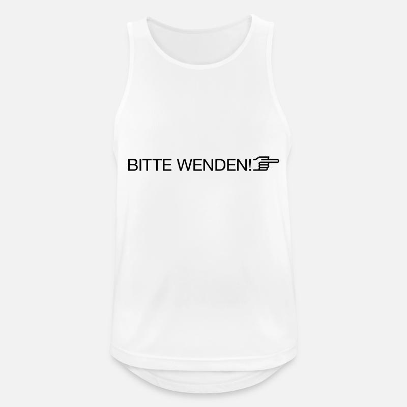 "bitte wenden" - Männer Tank Top atmungsaktiv - Weiß