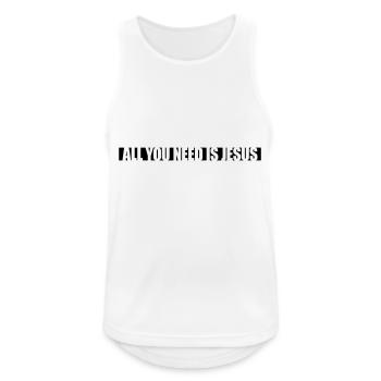Strip Besoin de Jésus - Débardeur respirant Homme - blanc - Devant - Nick (188cm)