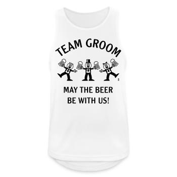 Team Groom (Caricature / Bière avec nous / 1C) - Débardeur respirant Homme - blanc - Devant - Nick (188cm)