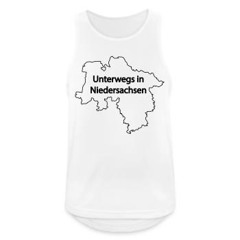 Regenschirm (klein) "Unterwegs in Niedersachsen" - Männer Tank Top atmungsaktiv - Weiß - Vorne - Nick (188cm)