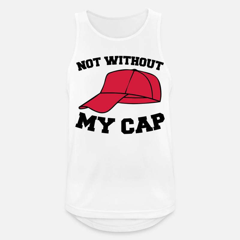 not without my cap 002 - Männer Tank Top atmungsaktiv - Weiß