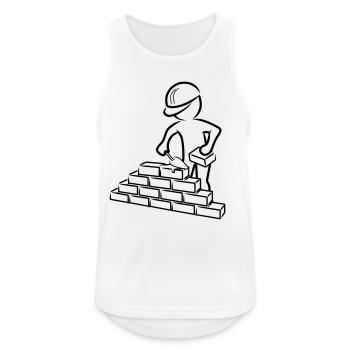 Bauarbeiter mit Maurerkelle, Mörtel und Mauer - Männer Tank Top atmungsaktiv - Weiß - Vorne - Nick (188cm)