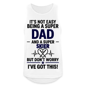 Cœur + Ski – Super Dad Skier - Débardeur respirant Homme - blanc - Devant - Nick (188cm)