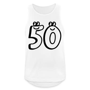 50 - Fünfzig - Line - Männer Tank Top atmungsaktiv - Weiß - Vorne - Nick (188cm)