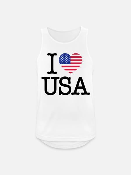 I Love USA - Débardeur respirant Homme - blanc