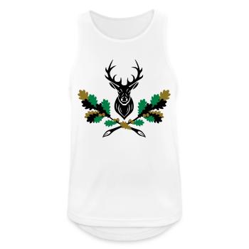 Hirsch Geweih Eiche Logo 3farbig - Männer Tank Top atmungsaktiv - Weiß - Vorne - Nick (188cm)