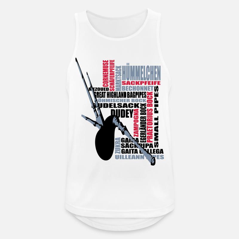 Sackpfeifer Textwolke mit Dudey - Männer Tank Top atmungsaktiv - Weiß
