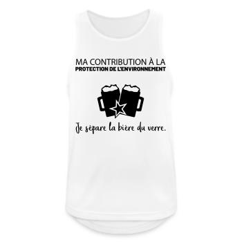 Ma contribution à la protection de l'environnement - Débardeur respirant Homme - blanc - Devant - Nick (188cm)