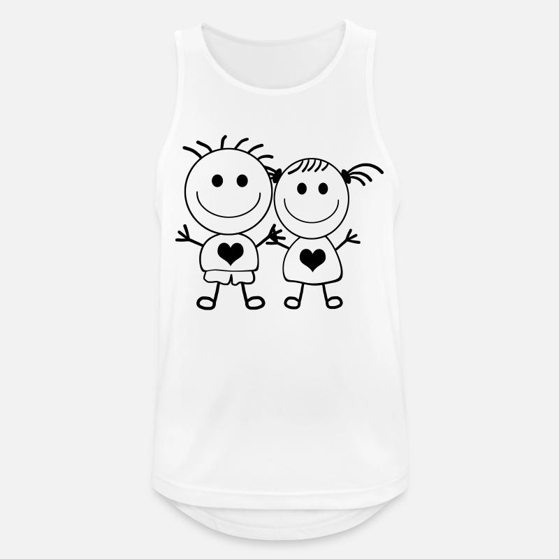 Junge und Mädchen - Strichmännchen-Paar - Männer Tank Top atmungsaktiv - Weiß