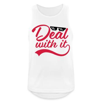 Deal with it witzig - Männer Tank Top atmungsaktiv - Weiß - Vorne - Nick (188cm)