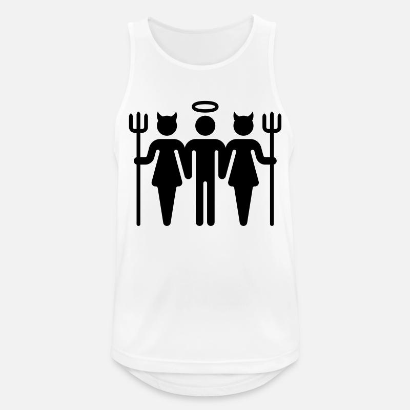 Devil-Cherub-Devil / Teufel-Engel-Teufel (M) - Men's Breathable Tank Top - white