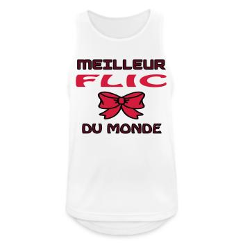 MEILLEUR FLIC DU MONDE - Débardeur respirant Homme - blanc - Devant - Nick (188cm)
