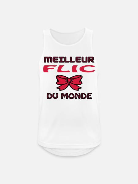 BESTER COP DER WELT - Männer Tank Top atmungsaktiv - Weiß