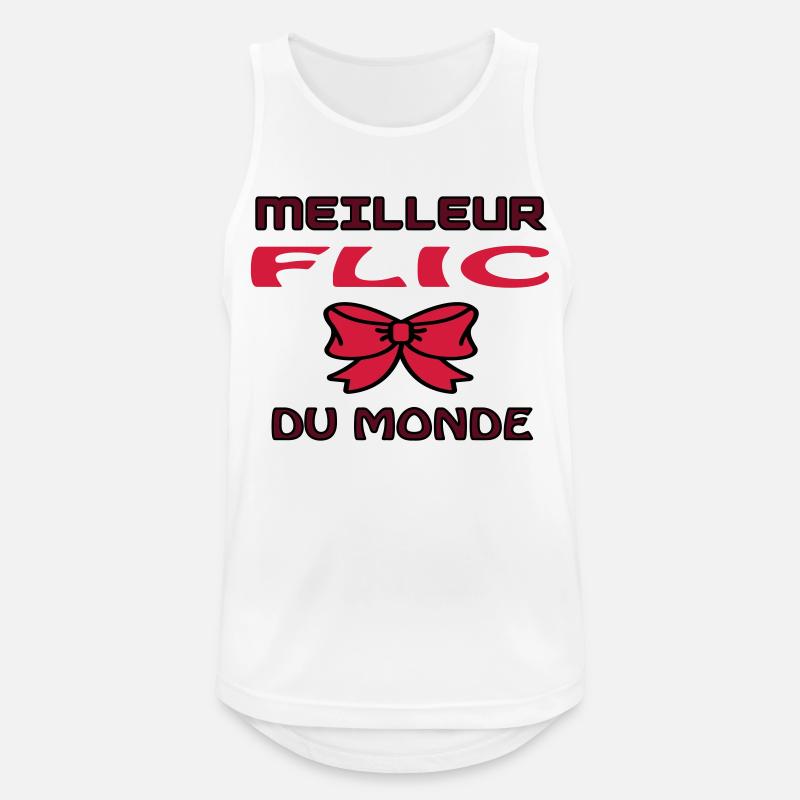 BESTER COP DER WELT - Männer Tank Top atmungsaktiv - Weiß