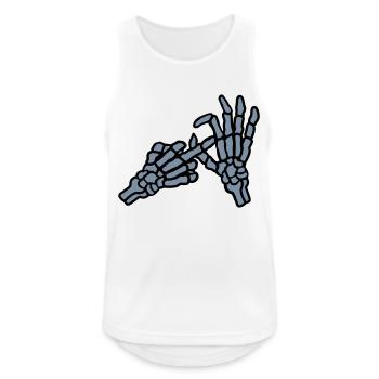 Hole Middle Finger Gesture Skeleton - Men's Breathable Tank Top - white - Front - Nick (188cm)