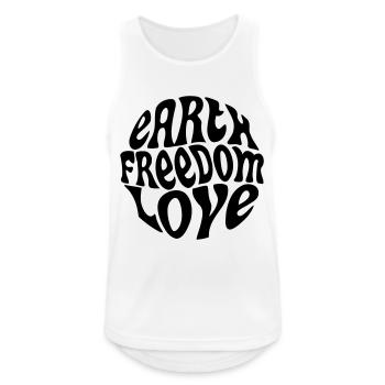 Earth Freedom Love - Männer Tank Top atmungsaktiv - Weiß - Vorne - Nick (188cm)