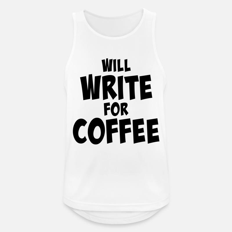 Will write for coffee - Männer Tank Top atmungsaktiv - Weiß
