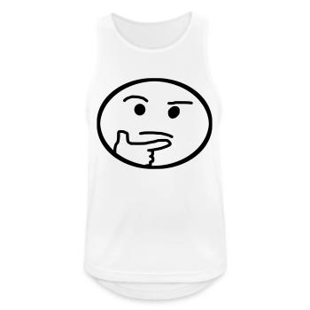 Smiley, Emoji, Nachdenklich - Männer Tank Top atmungsaktiv - Weiß - Vorne - Nick (188cm)