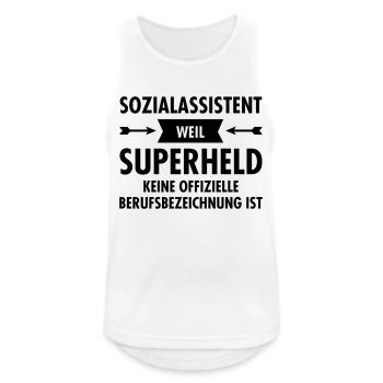 Sozialassistent - Superheld - Männer Tank Top atmungsaktiv - Weiß - Vorne - Nick (188cm)