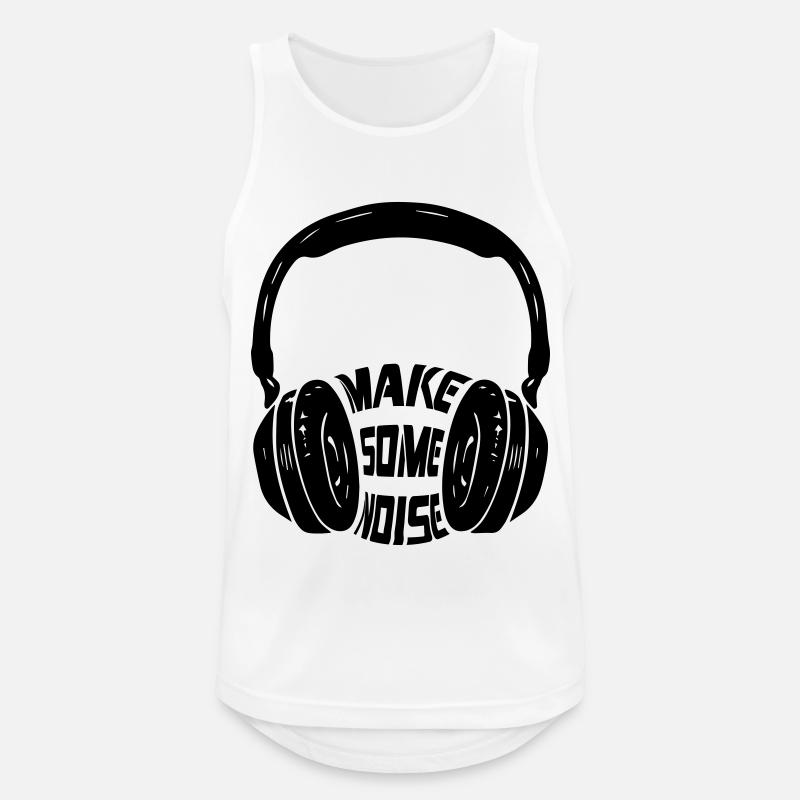 Make Some Noise Mit Kopfhörer | Farbe änderbar - Männer Tank Top atmungsaktiv - Weiß