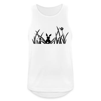 Bunny Hase Kaninchen Wiese Blumen Gras Rasen - Männer Tank Top atmungsaktiv - Weiß - Vorne - Nick (188cm)