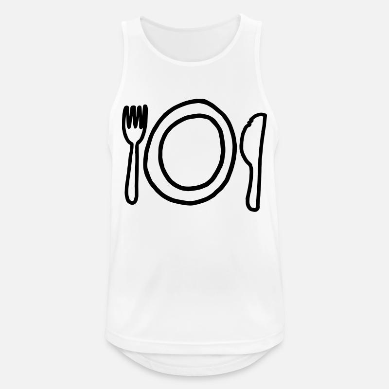 Teller,Messer,Gabel,Platte,Tafelsilber,Tischgedeck - Männer Tank Top atmungsaktiv - Weiß