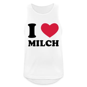 I Love Milch - Männer Tank Top atmungsaktiv - Weiß - Vorne - Nick (188cm)