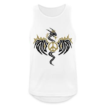 Peace Dragon - Drache mit Friedenszeichen - Männer Tank Top atmungsaktiv - Weiß - Vorne - Nick (188cm)