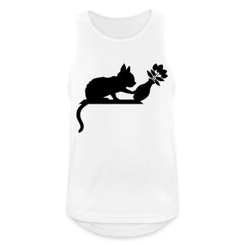 Vase à fleurs renversé sur un chat effronté - Débardeur respirant Homme - blanc - Devant - Nick (188cm)