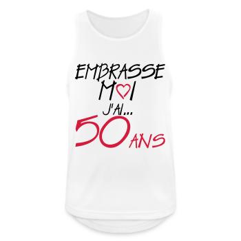 50 ans embrasse moi anniversaire - Débardeur respirant Homme - blanc - Devant - Nick (188cm)