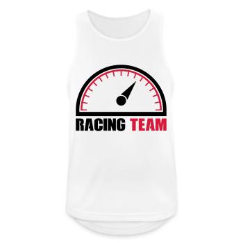 Tacho Racing Team - Männer Tank Top atmungsaktiv - Weiß - Vorne - Nick (188cm)