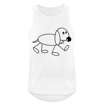 Dog stick figure walks cute walks comic - Men's Breathable Tank Top - white - Front - Nick (188cm)