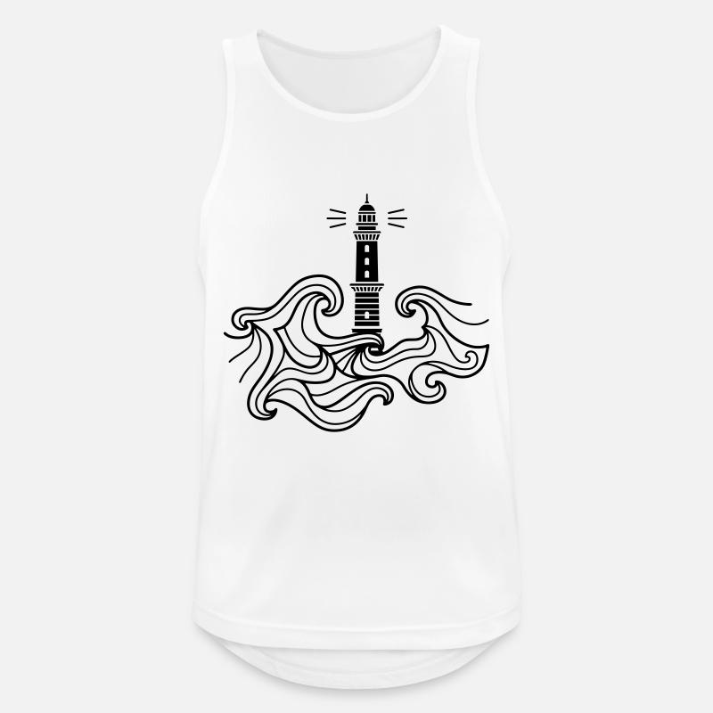 Lighthouse Warnemünde with waves - Men's Breathable Tank Top - white