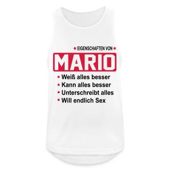 mario - Männer Tank Top atmungsaktiv - Weiß - Vorne - Nick (188cm)