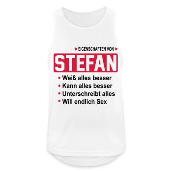 stefan - Männer Tank Top atmungsaktiv - Weiß - Vorne - Nick (188cm)