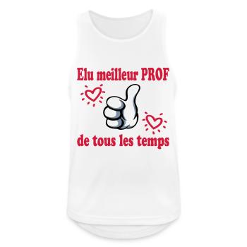 ELU MEILLEUR PROF DE TOUS LES TEMPS - Débardeur respirant Homme - blanc - Devant - Nick (188cm)