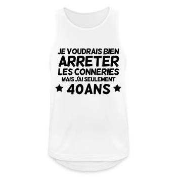 I would like to stop the - 40 years - Men's Breathable Tank Top - white - Front - Nick (188cm)