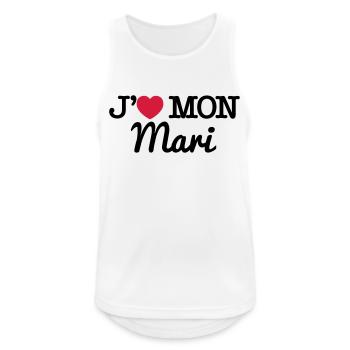 J'aime mon mari - Débardeur respirant Homme - blanc - Devant - Nick (188cm)