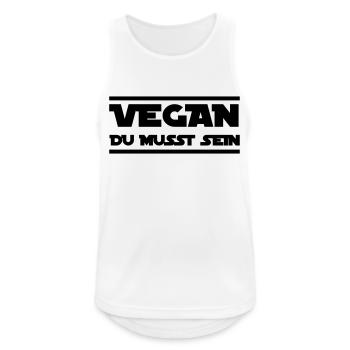 Vegan Du musst sein - Männer Tank Top atmungsaktiv - Weiß - Vorne - Nick (188cm)