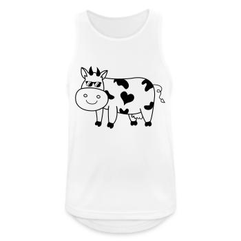 Cool Cow - Männer Tank Top atmungsaktiv - Weiß - Vorne - Nick (188cm)
