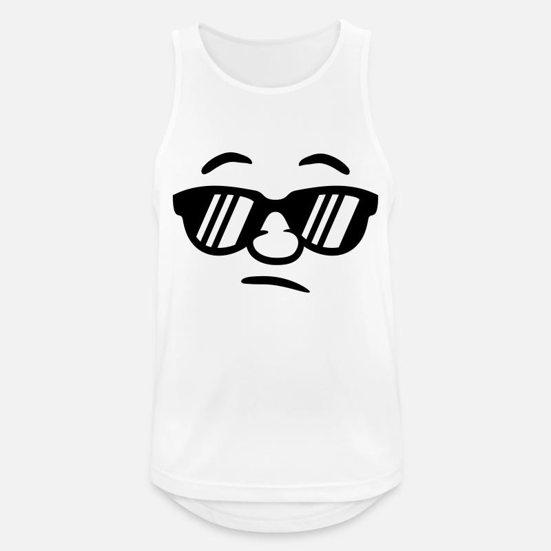 Cool sunglasses guy smiley face - Men's Breathable Tank Top - white