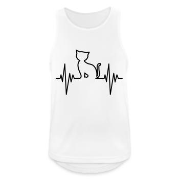Cat Pulse - Männer Tank Top atmungsaktiv - Weiß - Vorne - Nick (188cm)