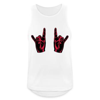 Zwei Heavy Metal Hard Rock Hörner Finger Handgeste - Männer Tank Top atmungsaktiv - Weiß - Vorne - Nick (188cm)
