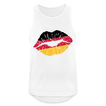 Kussmund (Deutschland, Niederlande) - Männer Tank Top atmungsaktiv - Weiß - Vorne - Nick (188cm)