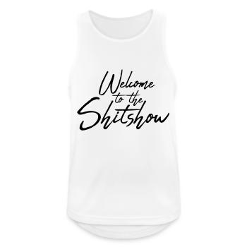 Logo de Bienvenue Shitshow - Débardeur respirant Homme - blanc - Devant - Nick (188cm)