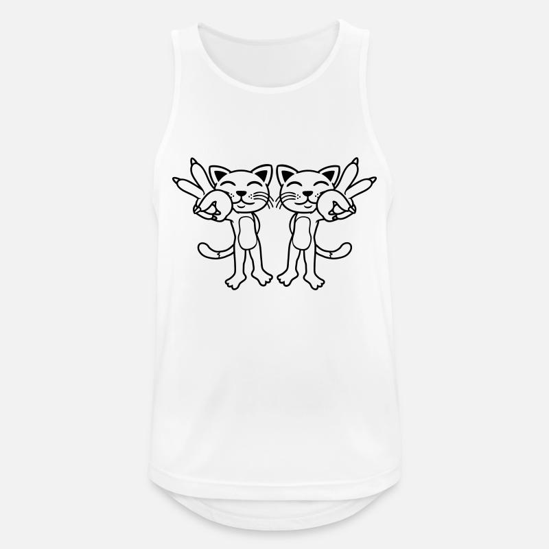 Team Katzen Peace Zeichen - Männer Tank Top atmungsaktiv - Weiß