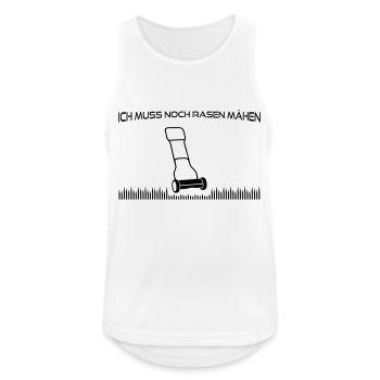 Rasen mähen - Männer Tank Top atmungsaktiv - Weiß - Vorne - Nick (188cm)