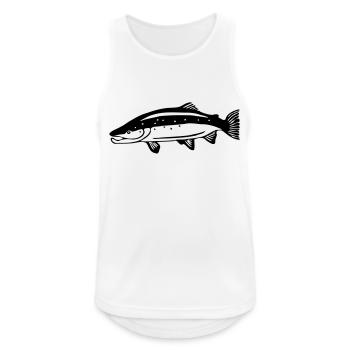 Lachs - Männer Tank Top atmungsaktiv - Weiß - Vorne - Nick (188cm)
