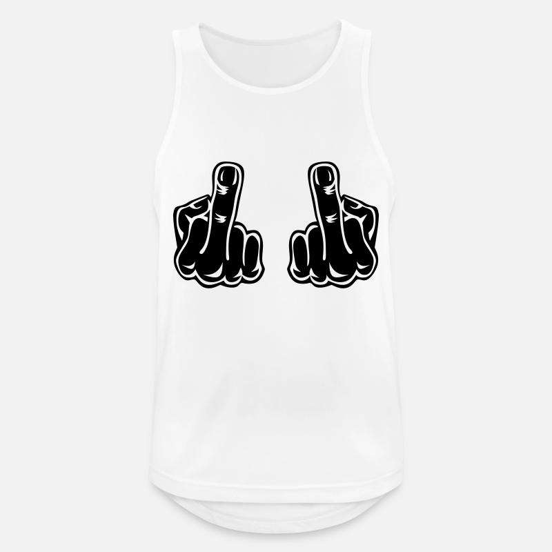 Stinking finger double hands - Men's Breathable Tank Top - white