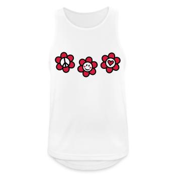Peace Love Happiness bonheur amour paix libre - Débardeur respirant Homme - blanc - Devant - Nick (188cm)